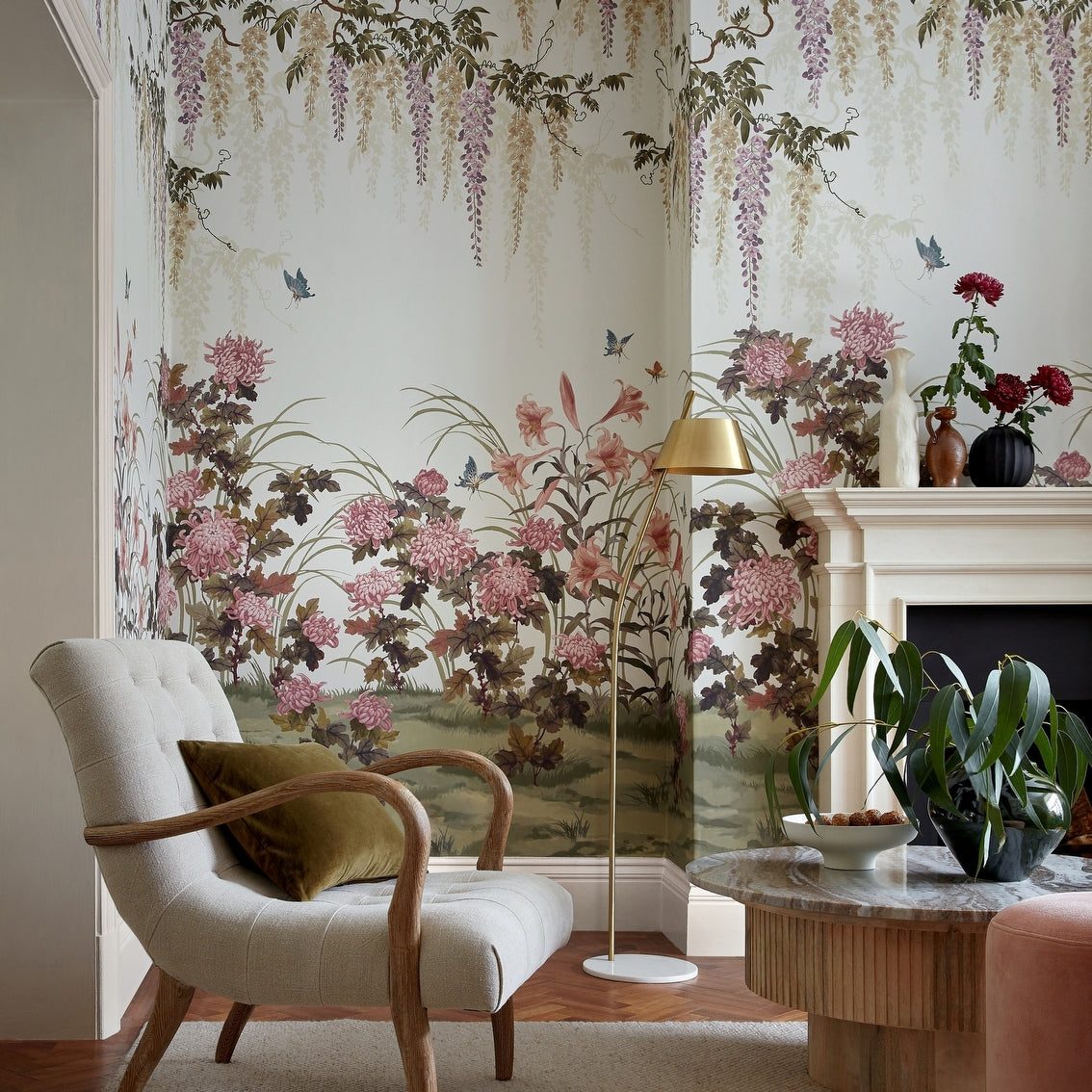 Wisteria Bloom Heather | V&A Wall Mural | 1838 Wallcoverings