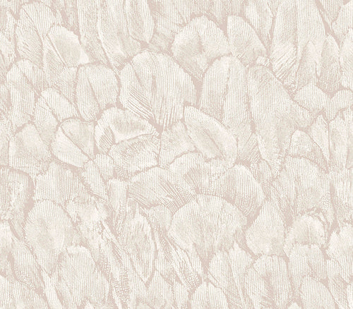Tranquil Pearl Cream Luxury Feather Wallpaper