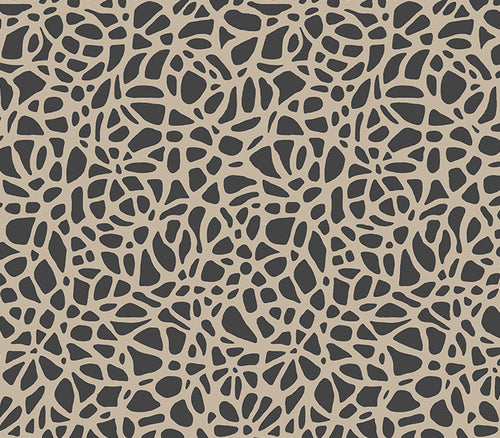 Pebble Jet Black Luxury Flock Wallpaper