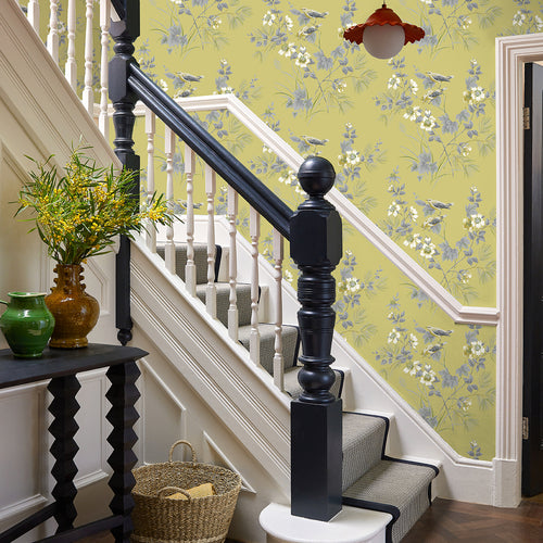 Rosemore Yellow Luxury Bird Wallpaper