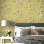 Rosemore Yellow Luxury Bird Wallpaper