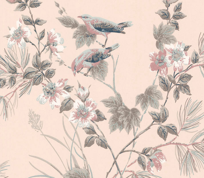 Rosemore Pink Luxury Bird Wallpaper