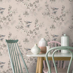 Rosemore Pink Luxury Bird Wallpaper