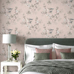 Rosemore Pink Luxury Bird Wallpaper