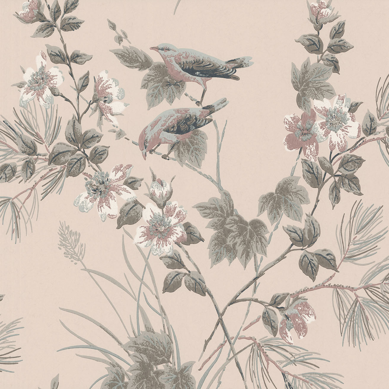 Rosemore Pink Luxury Bird Wallpaper