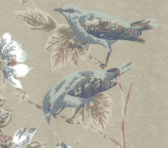 Rosemore Taupe Metallic Luxury Bird Wallpaper