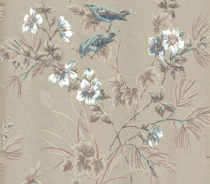 Rosemore Taupe Metallic Luxury Bird Wallpaper