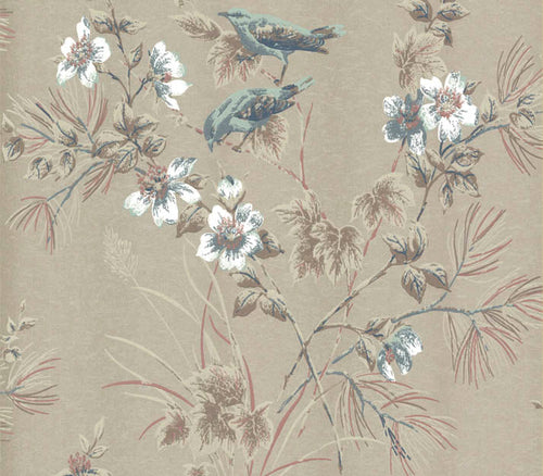Rosemore Taupe Metallic Luxury Bird Wallpaper