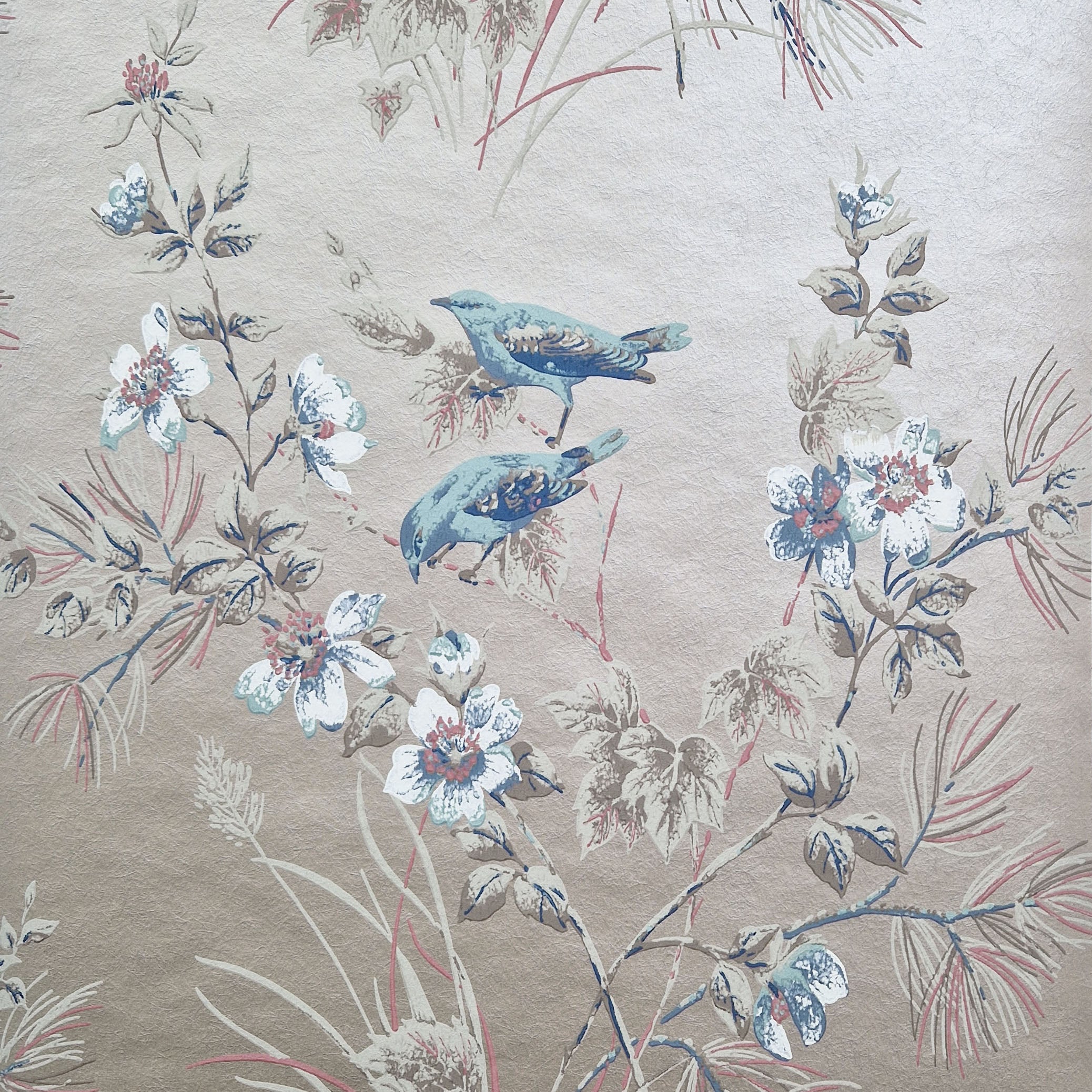 Rosemore Taupe Metallic Luxury Bird Wallpaper