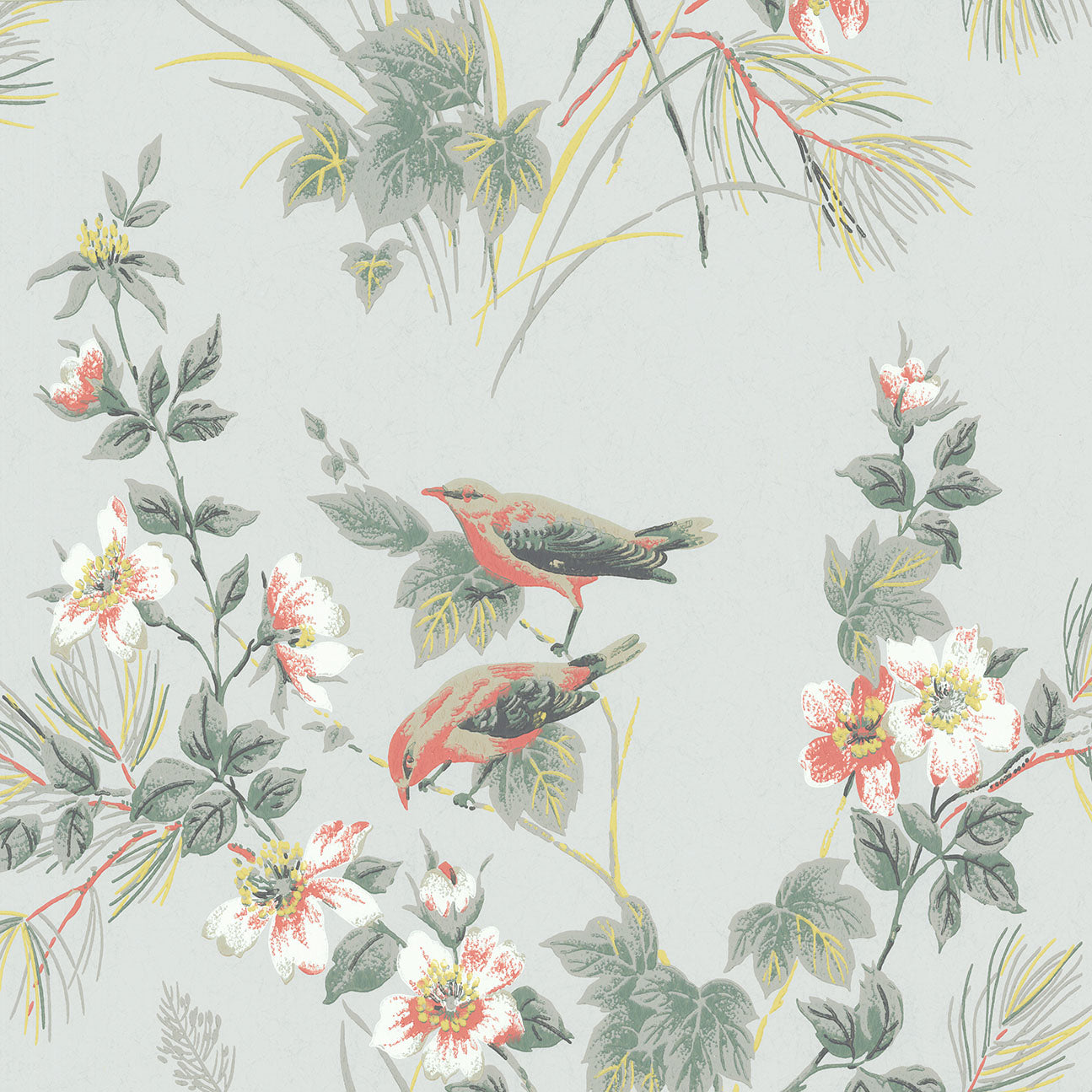 Rosemore Grey Luxury Bird Wallpaper