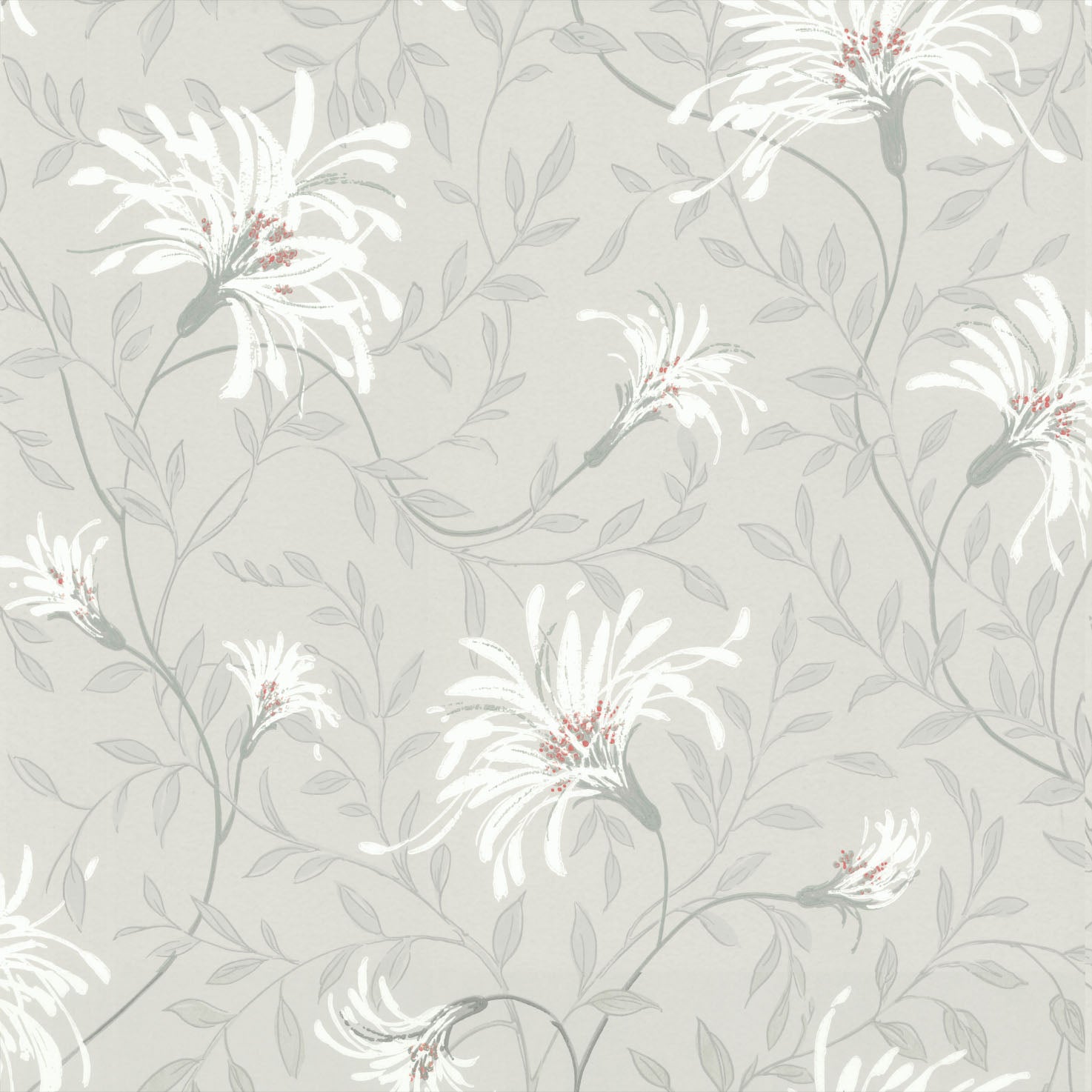 Fairhaven Grey Luxury Floral Wallpaper
