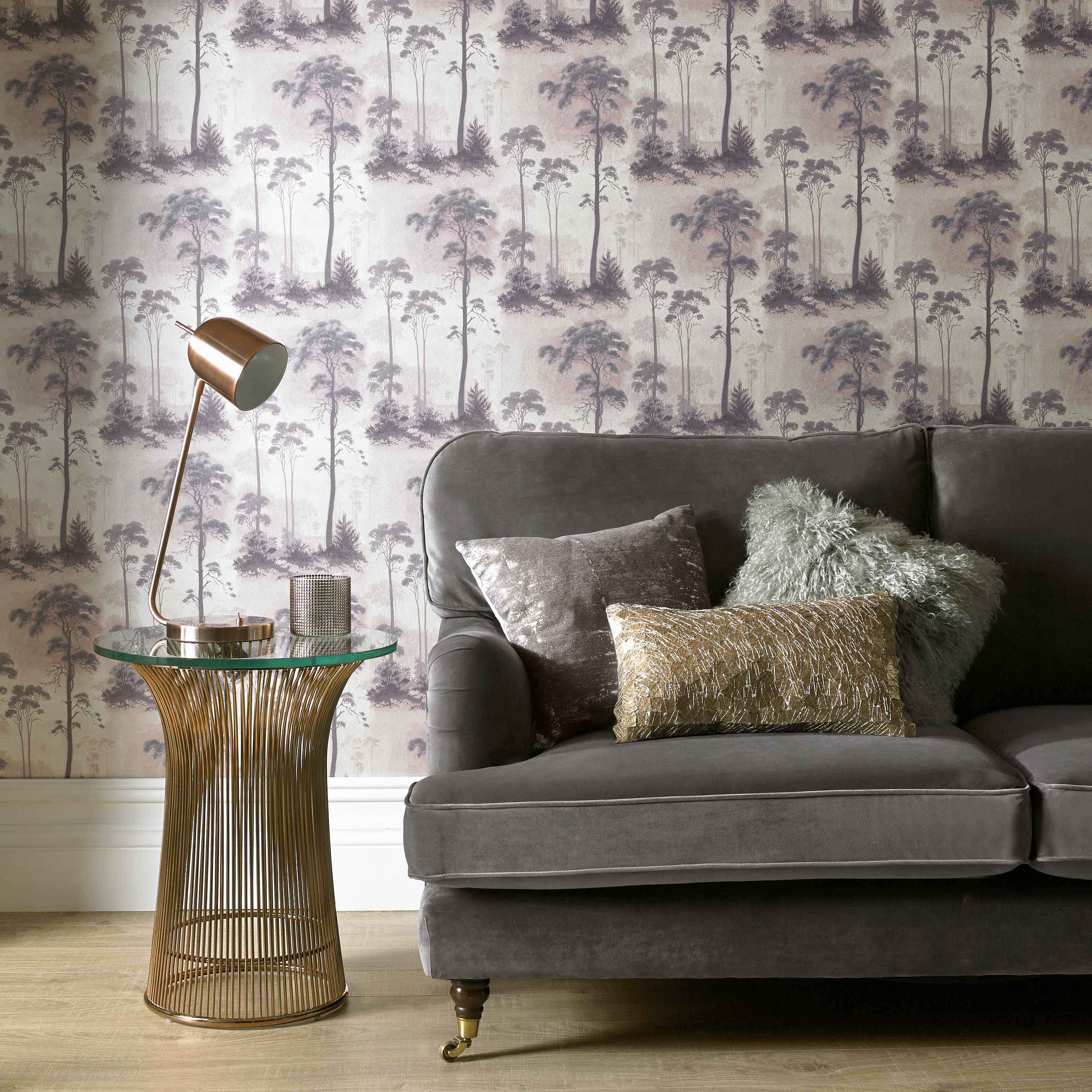Prior Park Pink Luxury Tree Wallpaper