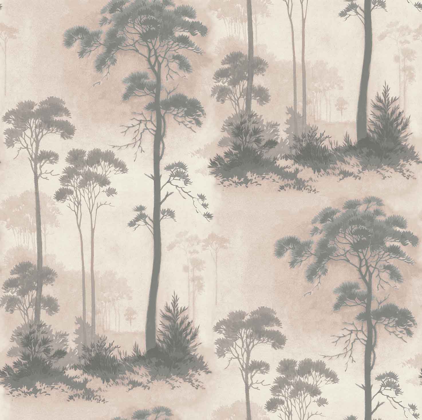 Prior Park Pink Luxury Tree Wallpaper