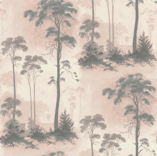 Prior Park Pink Luxury Tree Wallpaper