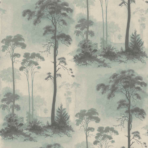 Prior Park Duck Egg Blue Luxury Tree Wallpaper