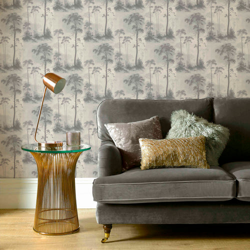 Prior Park Grey Luxury Tree Wallpaper