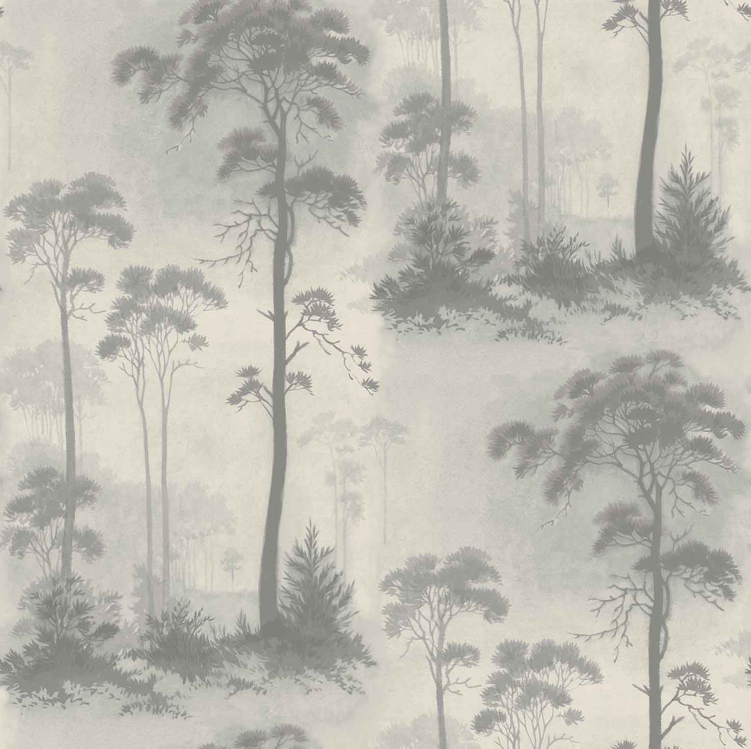 Prior Park Grey Luxury Tree Wallpaper