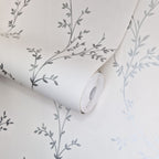 Milton Silver Luxury Leaf Wallpaper