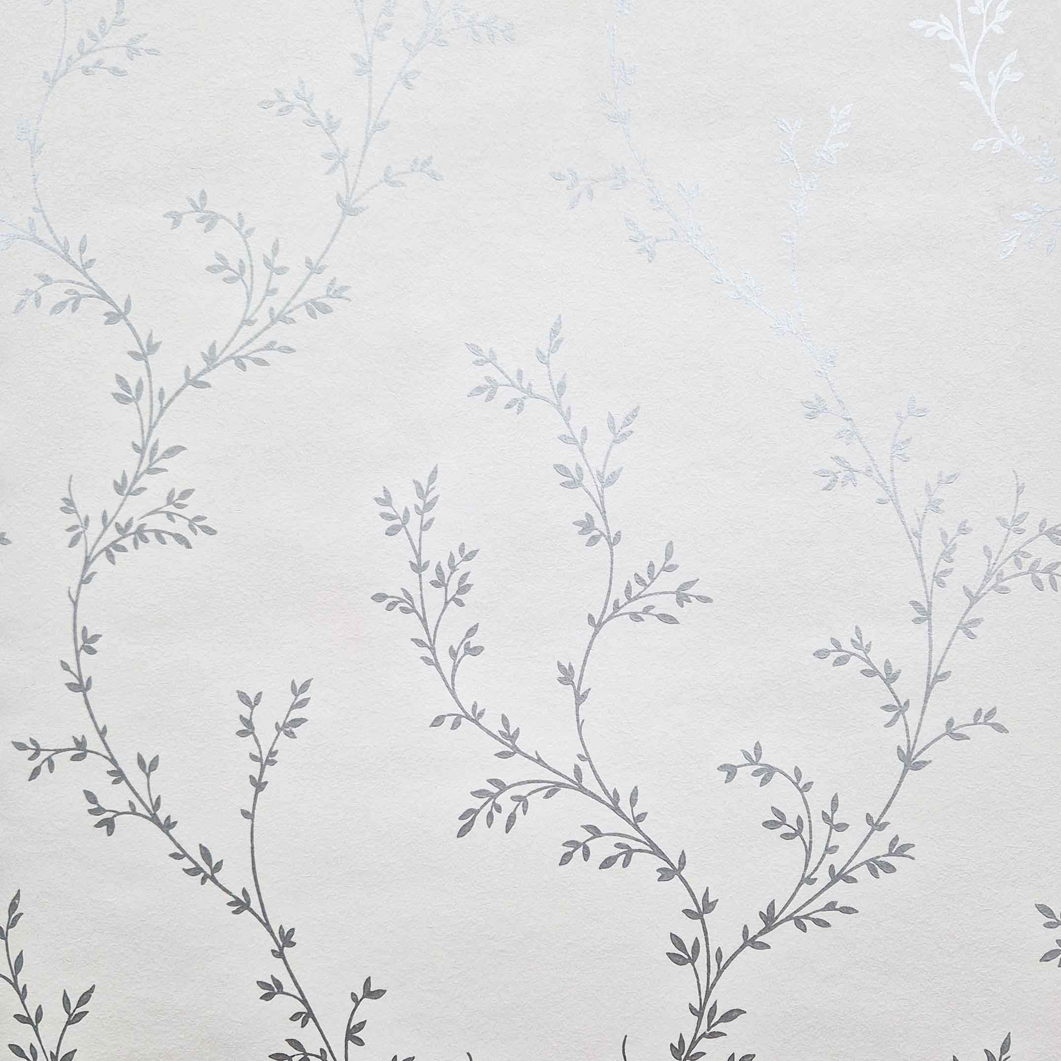 Milton Silver Luxury Leaf Wallpaper