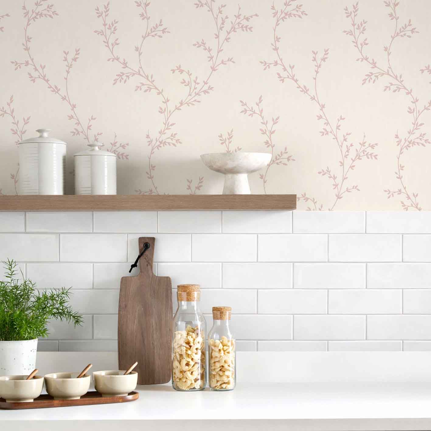 Milton Pink Luxury Leaf Wallpaper