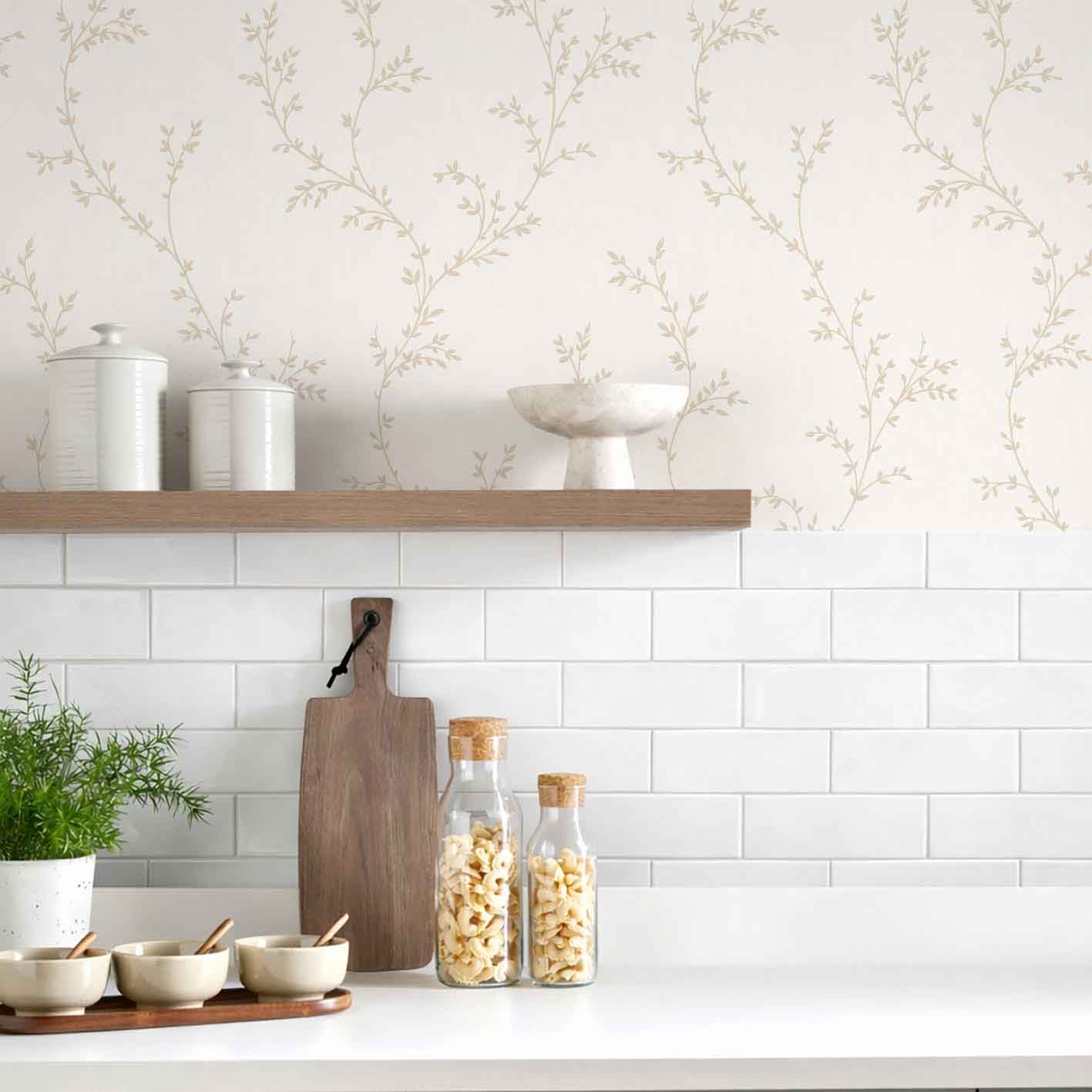 Milton Natural Luxury Leaf Wallpaper