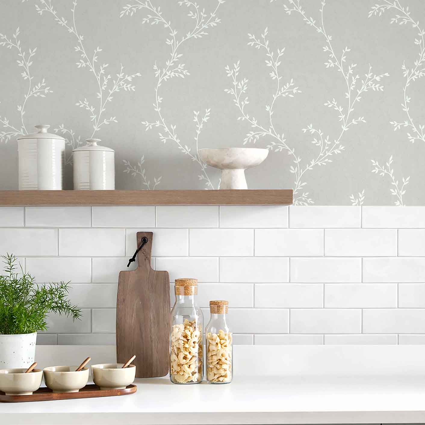 Milton Grey Luxury Leaf Wallpaper