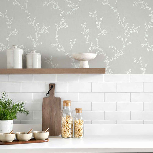 Milton Grey Luxury Leaf Wallpaper