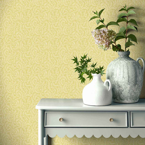 Audley Yellow Luxury Leaf Wallpaper