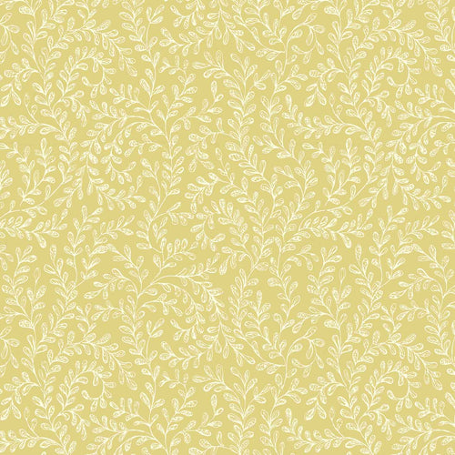 Audley Yellow Luxury Leaf Wallpaper