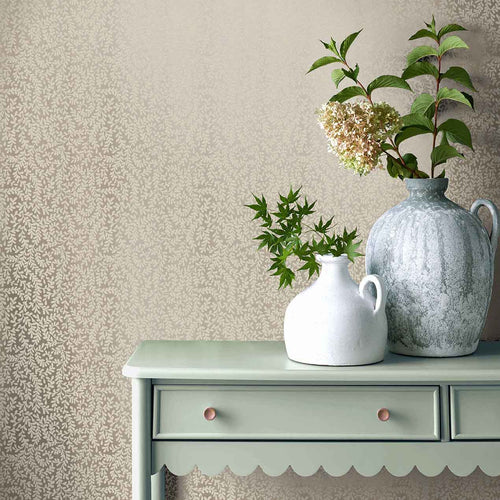 Audley Taupe Metallic Luxury Leaf Wallpaper