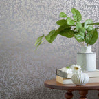 Audley Duck Egg Blue Luxury Leaf Wallpaper