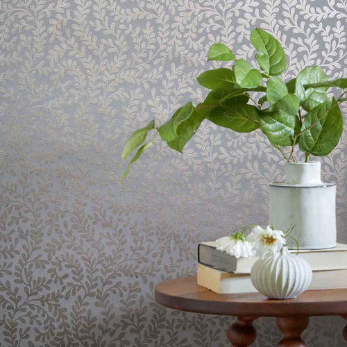 Audley Duck Egg Blue Luxury Leaf Wallpaper