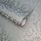 Audley Duck Egg Blue Luxury Leaf Wallpaper