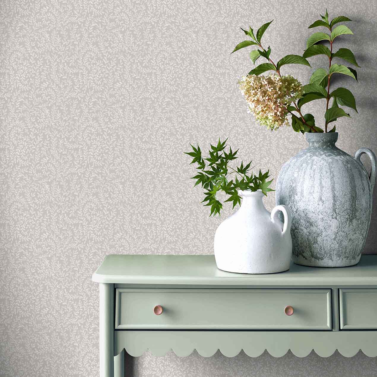 Audley Grey Luxury Leaf Wallpaper