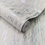 Helmsley Silver and Cream Luxury Foil Wallpaper