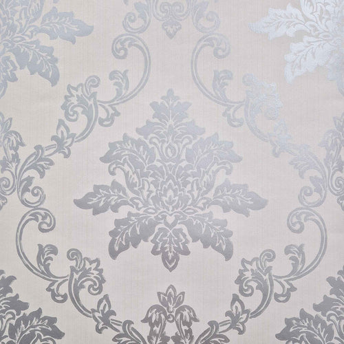 Hampton Silver Luxury Damask Wallpaper