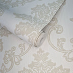 Hampton Ivory Cream Luxury Damask Wallpaper