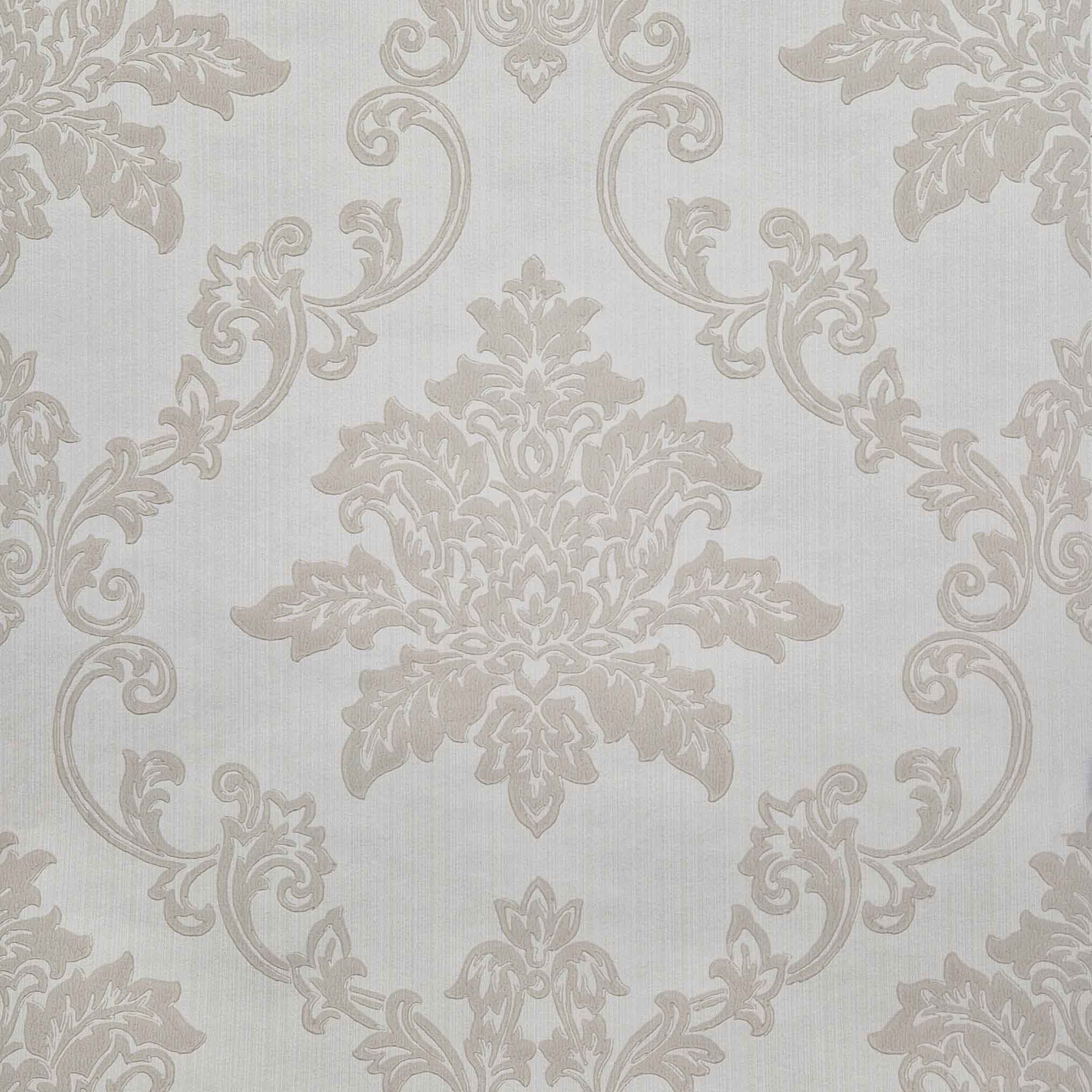Hampton Ivory Cream Luxury Damask Wallpaper