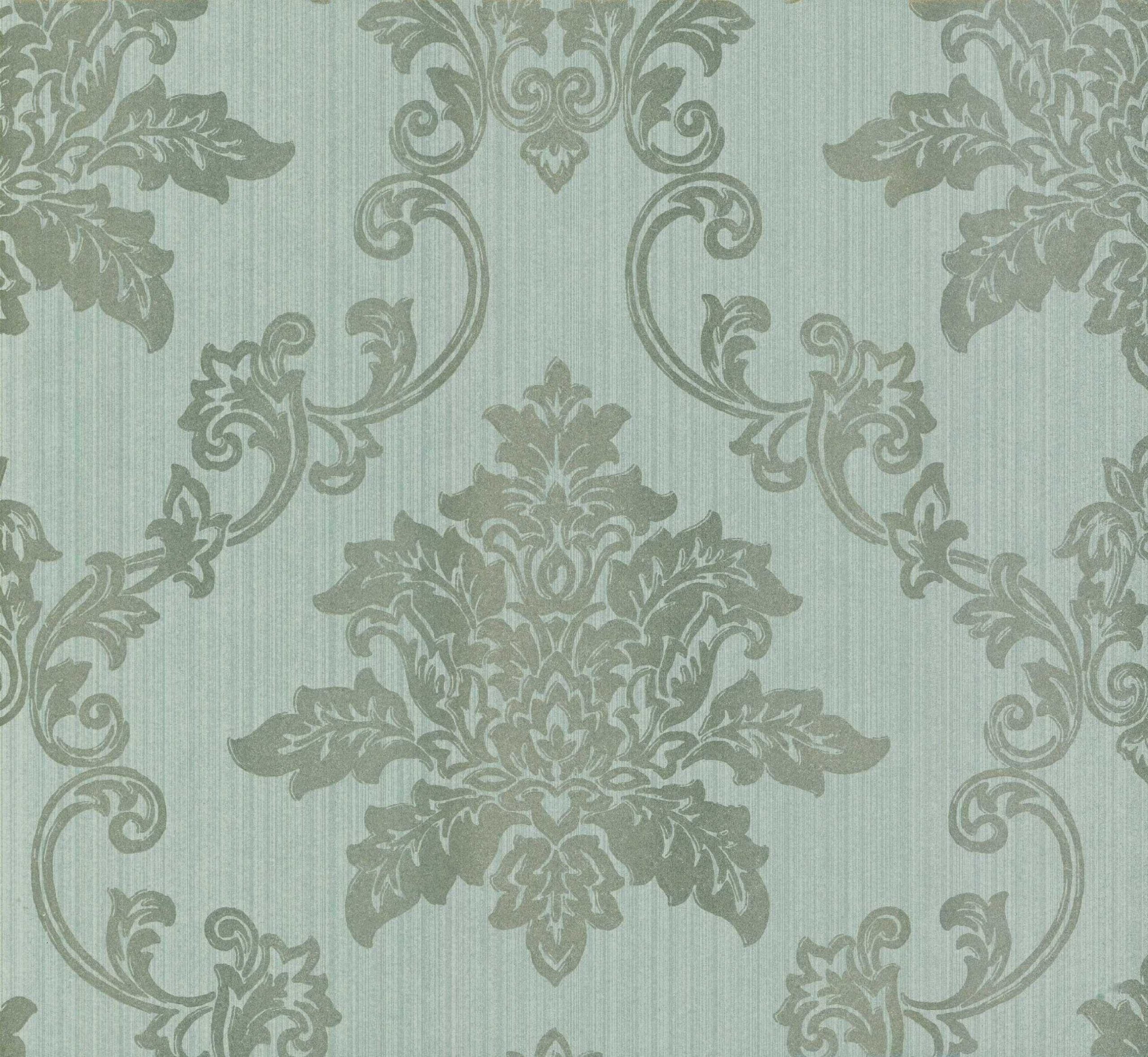 Hampton Duck Egg Blue Luxury Damask Wallpaper