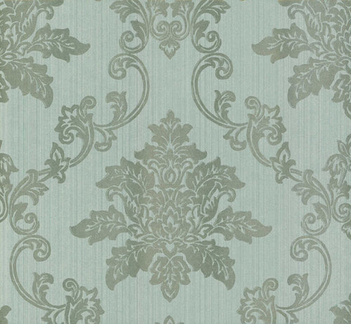 Hampton Duck Egg Blue Luxury Damask Wallpaper
