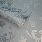 Hampton Duck Egg Blue Luxury Damask Wallpaper