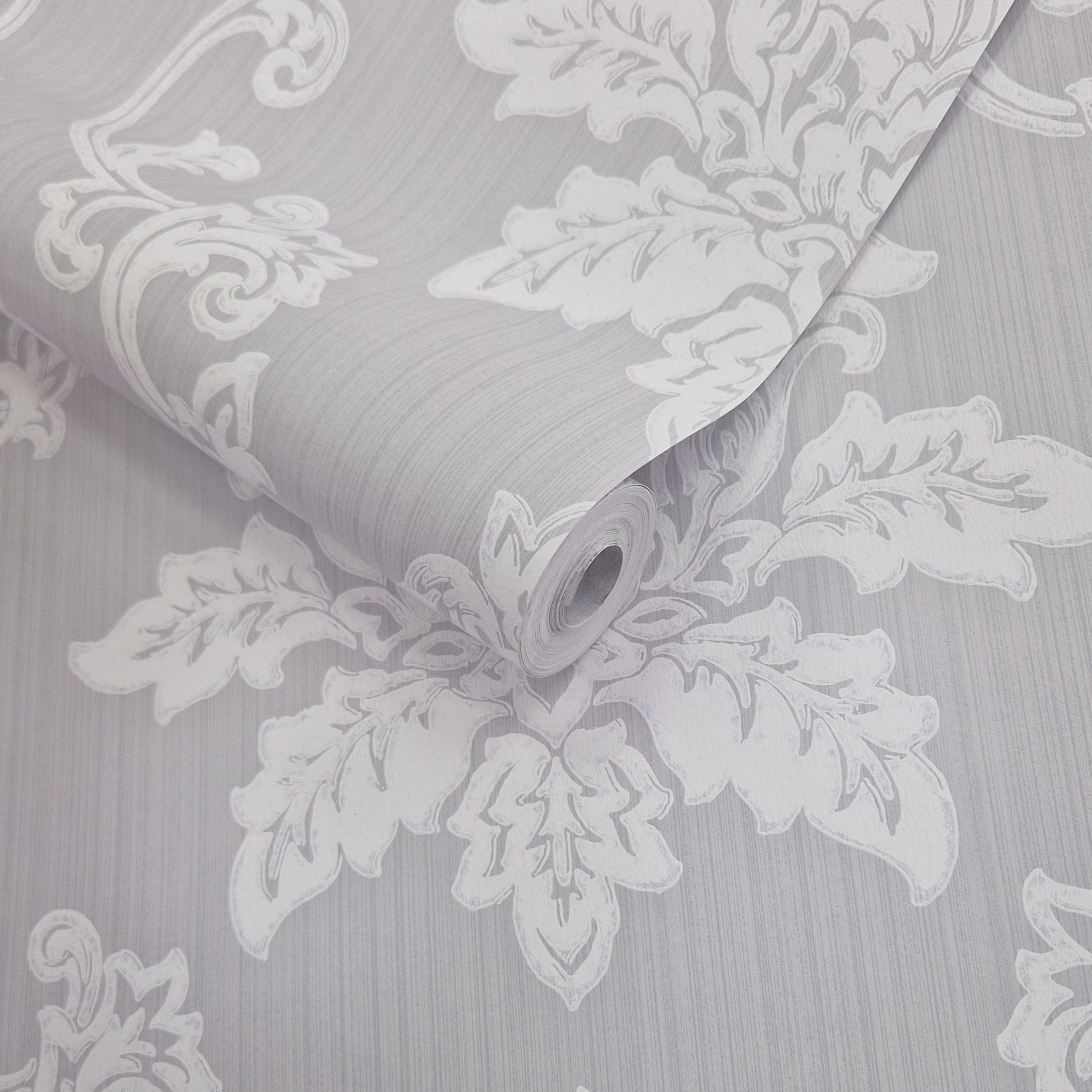 Hampton Grey Luxury Damask Wallpaper