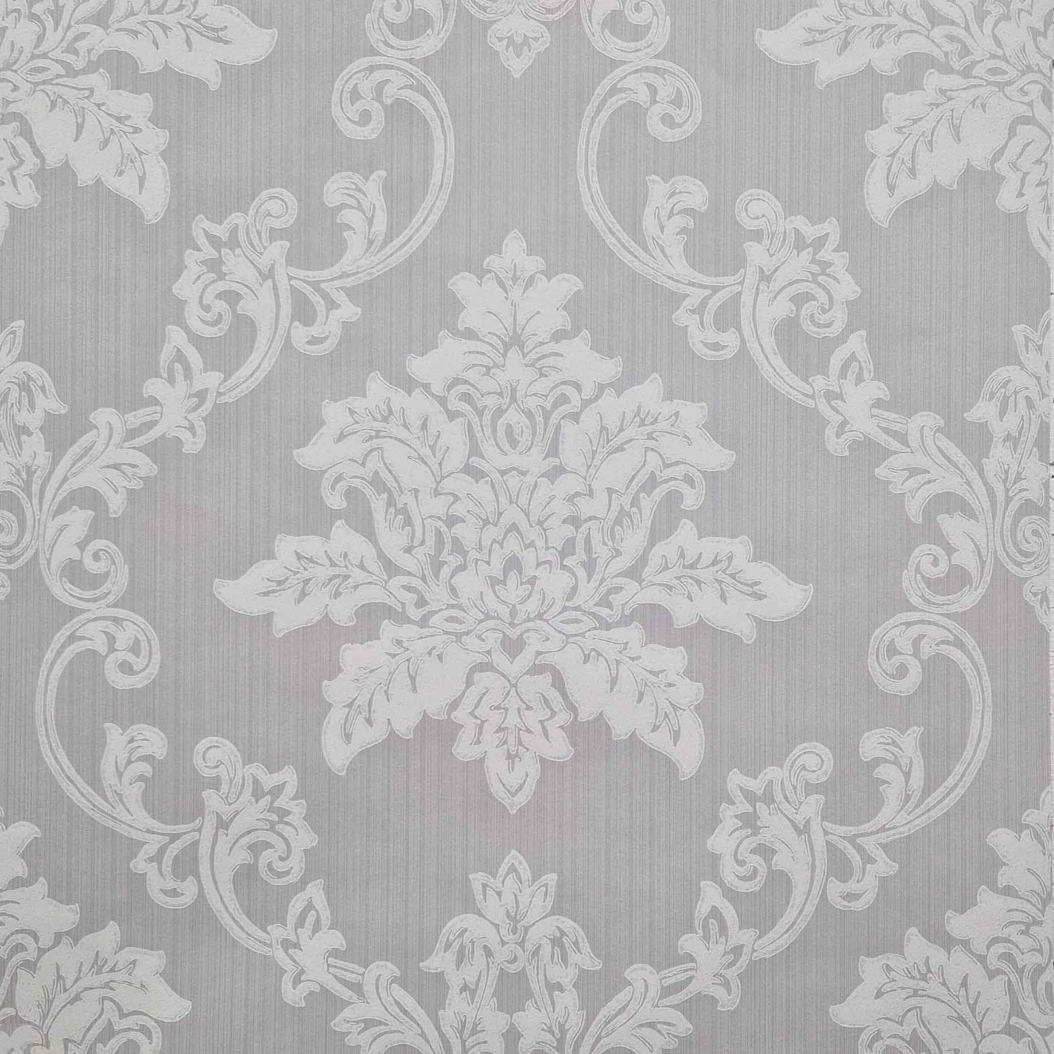 Hampton Grey Luxury Damask Wallpaper