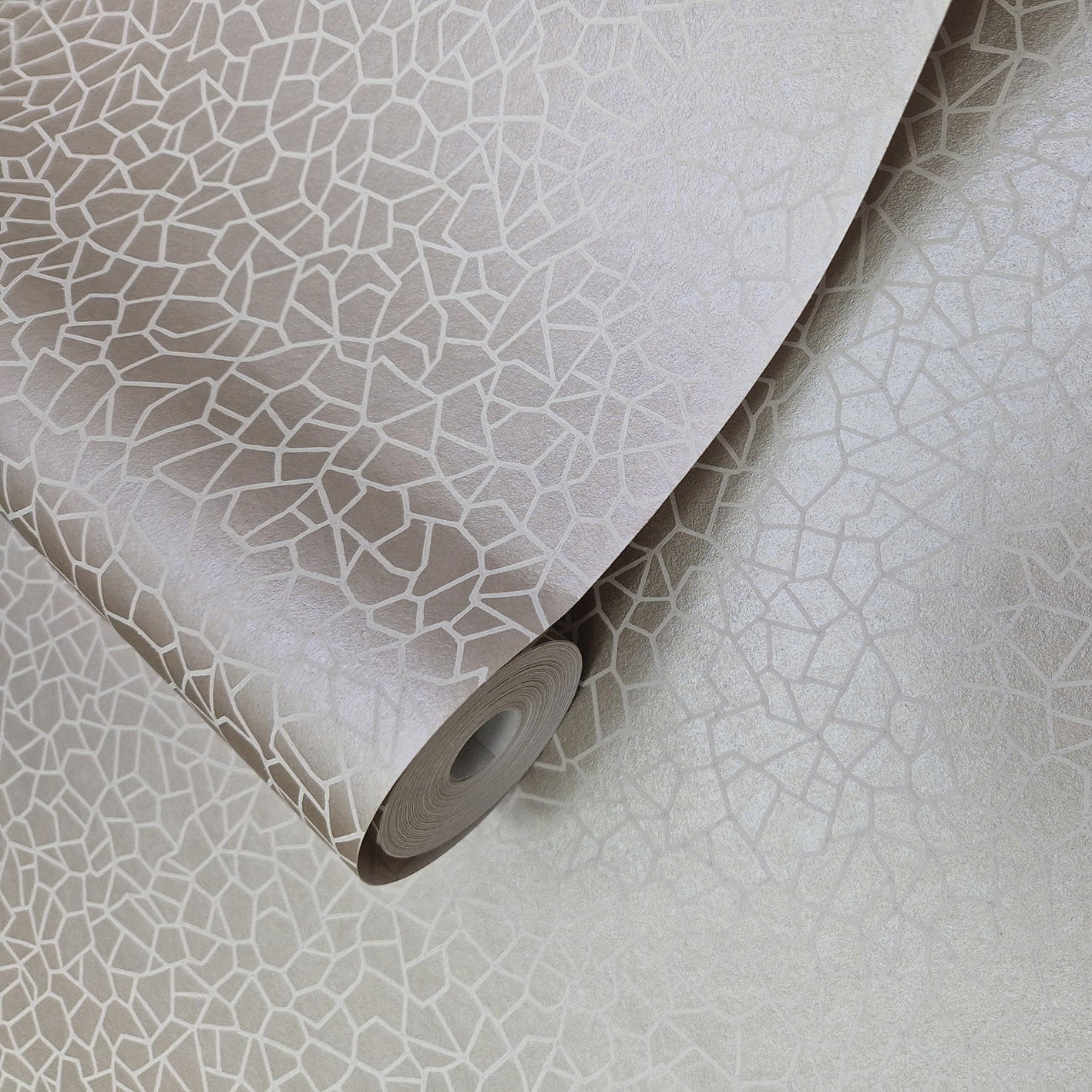 Kew Taupe Metallic Luxury Geometric Wallpaper