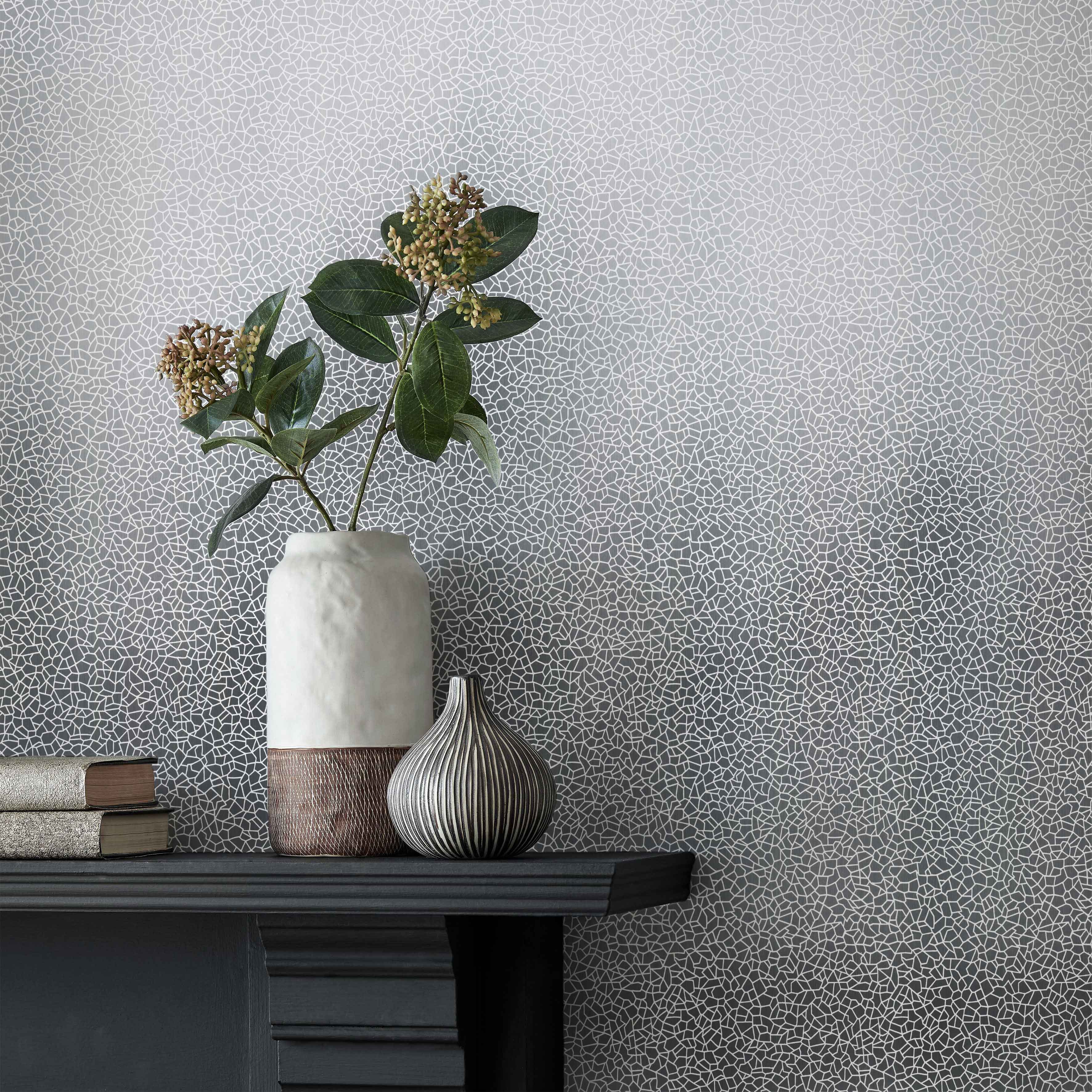 Kew Foil Silver Metallic Luxury Wallpaper