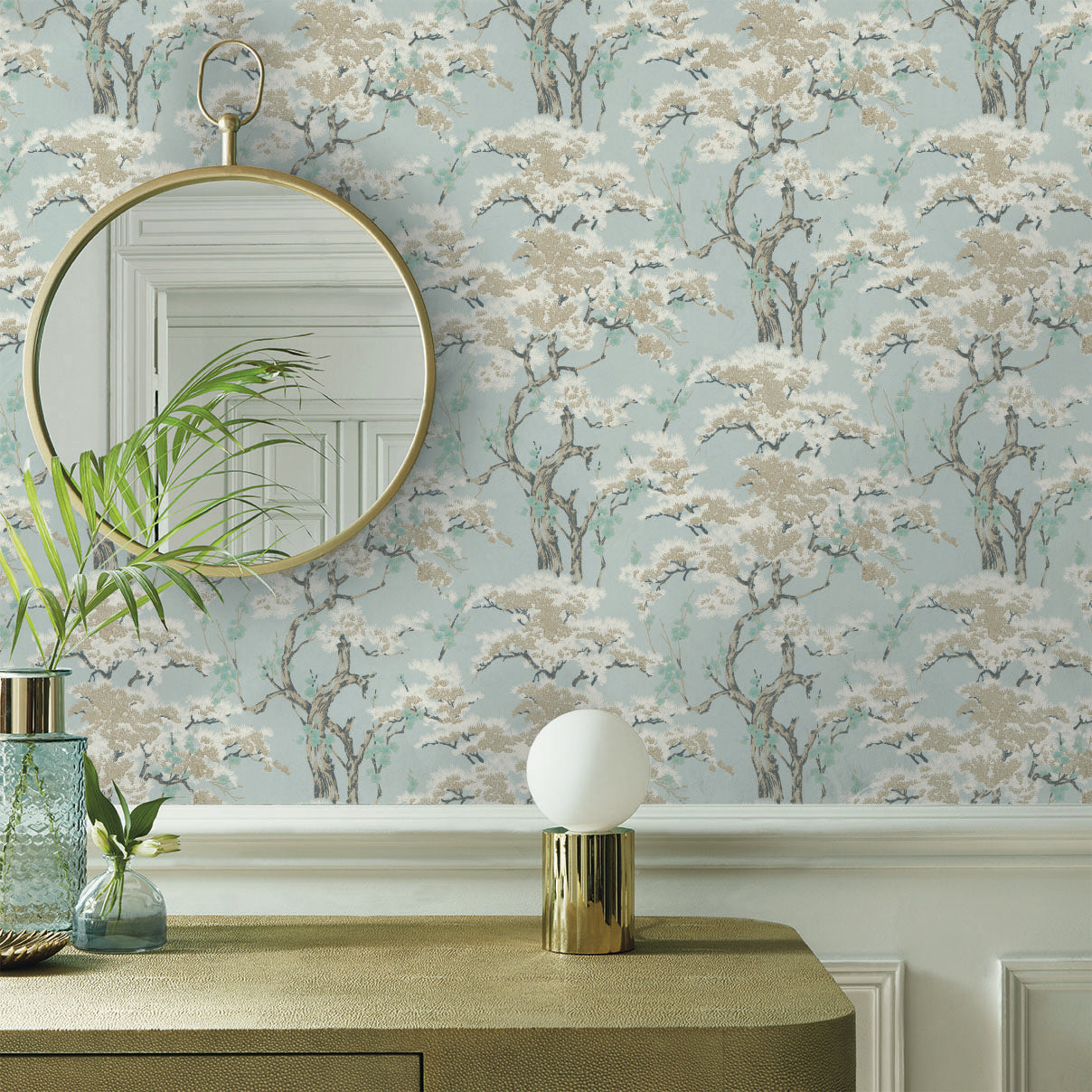 Harewood Seafoam Green Luxury Chinoiserie Wallpaper