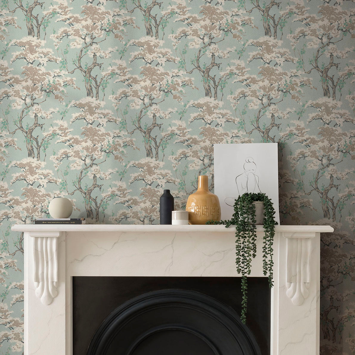 Harewood Seafoam Green Luxury Chinoiserie Wallpaper