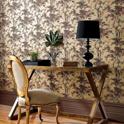 Harewood Gold Metallic Luxury Chinoiserie Wallpaper