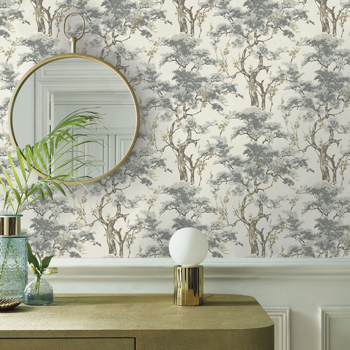 Harewood Grey Luxury Chinoiserie Wallpaper