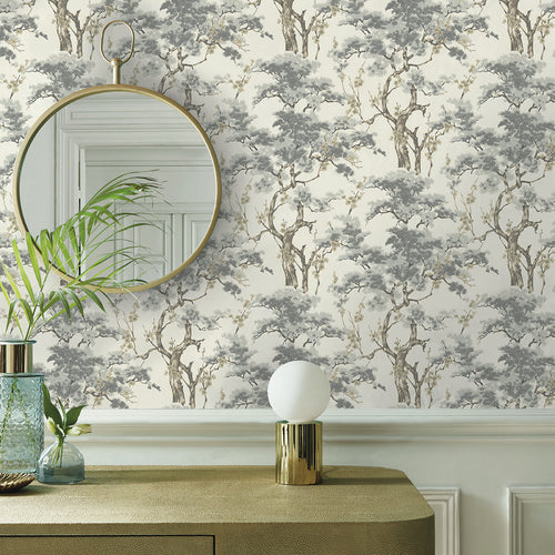 Harewood Grey Luxury Chinoiserie Wallpaper